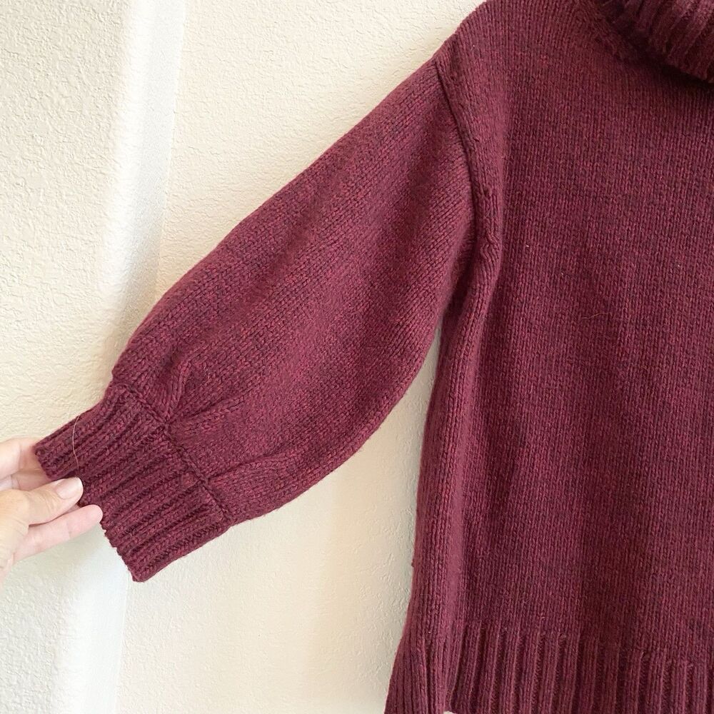 Women's Burgundy Turtleneck Sweater - Picture 7 of 14